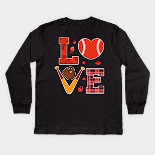 Baseball Lover Valentine Kids Long Sleeve T-Shirt